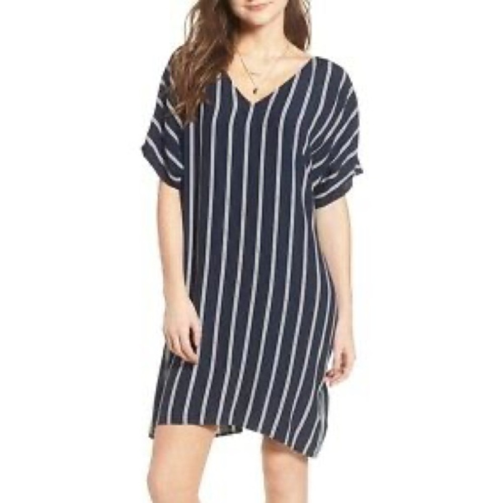 Madewell striped shift dress with button back